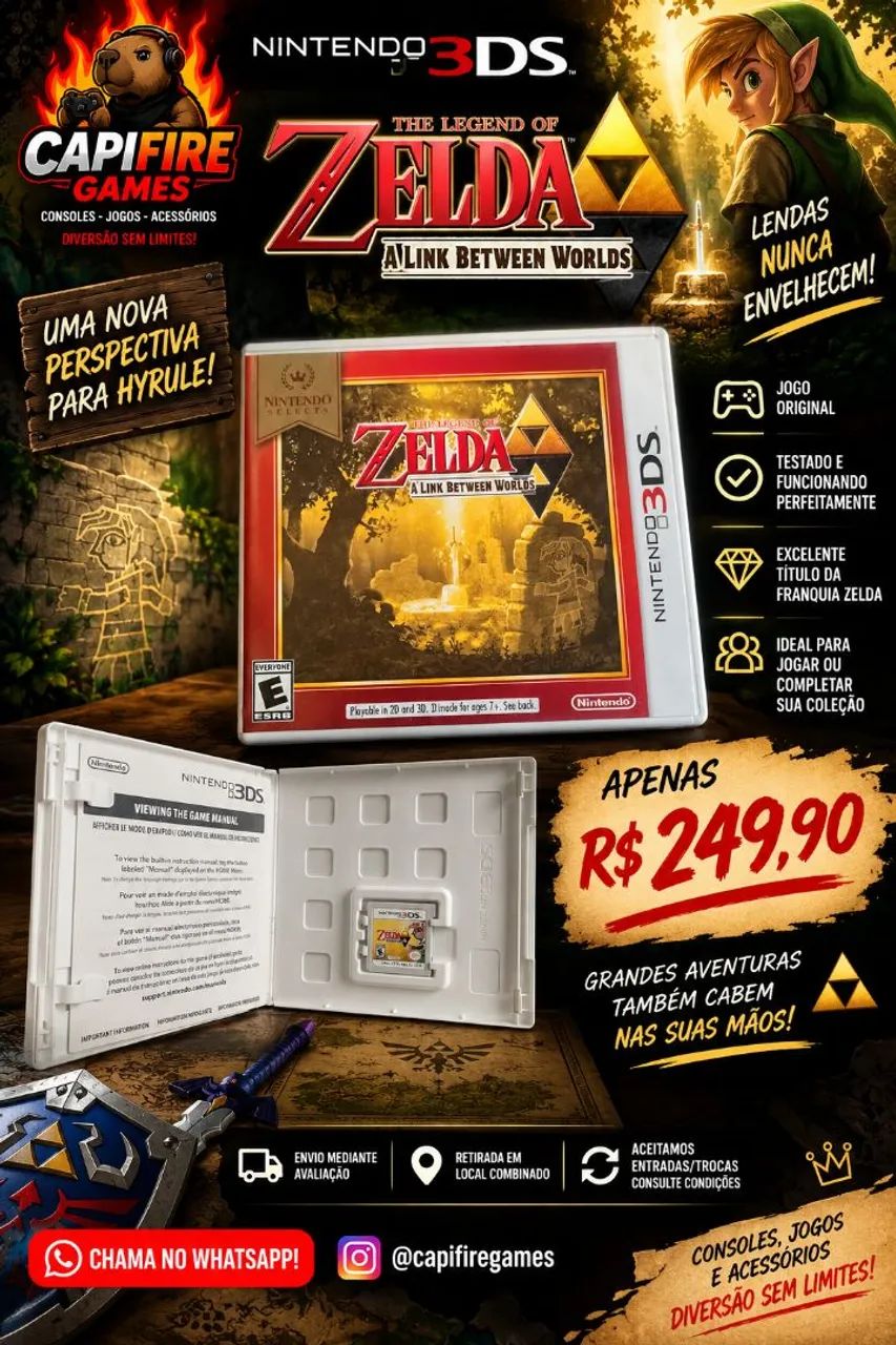 Zelda A Link Between Worlds Nintendo 3DS Original - Jogos de Vídeo
