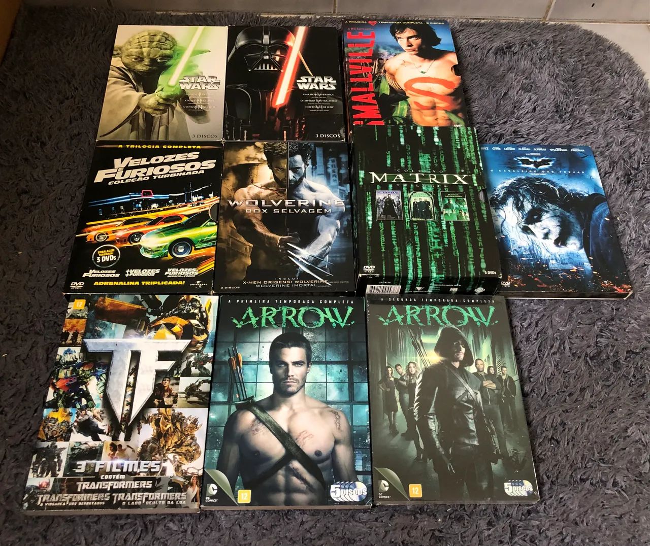 DVDs Star Wars, Smallville, Transformers, Velozes e Furiosos, Wolverine, Matrix, Batman 