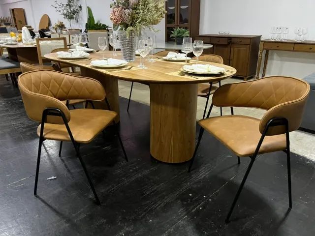 Mesa de Jantar tampo Oval 2.20x1.00 com 6 cadeiras  - Foto 2