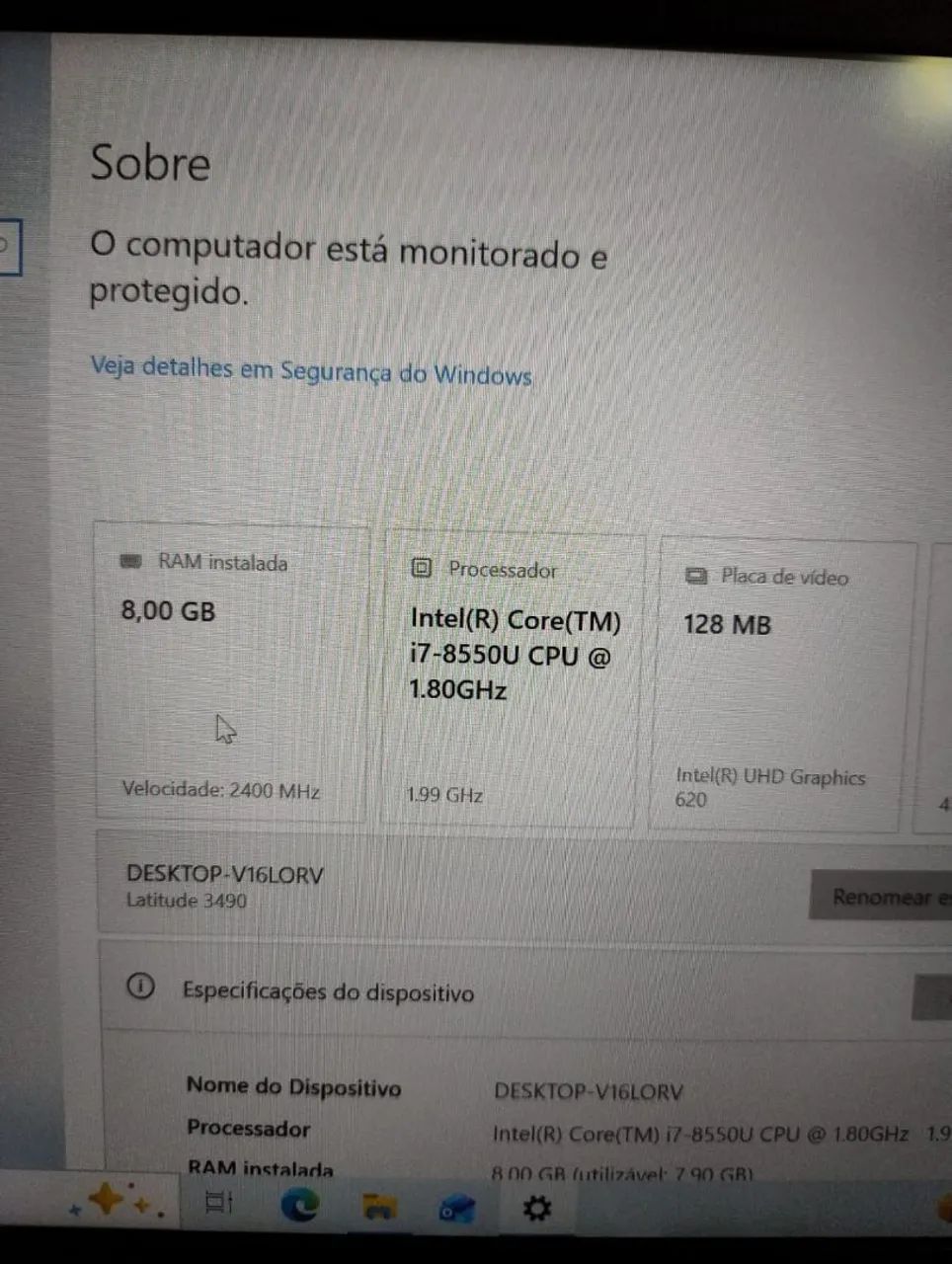 Notebook Dell i7 oitava geração 8gb memória ram ddr4 e SSD  - Foto 4