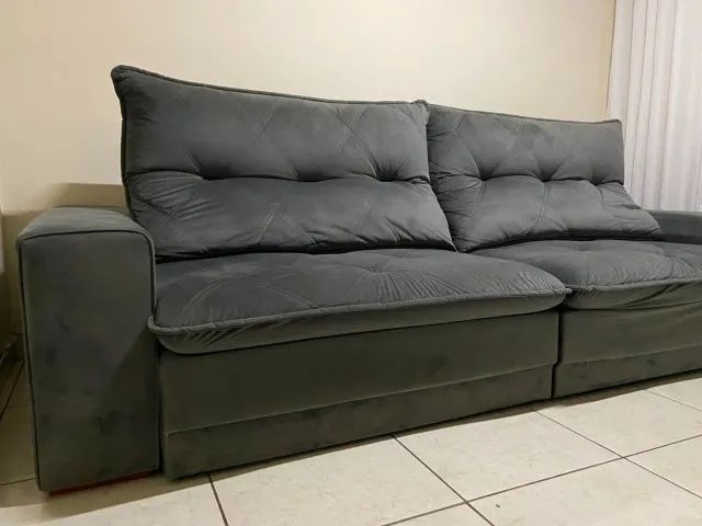 Sofá retrátil Suede aveludado - Foto 3