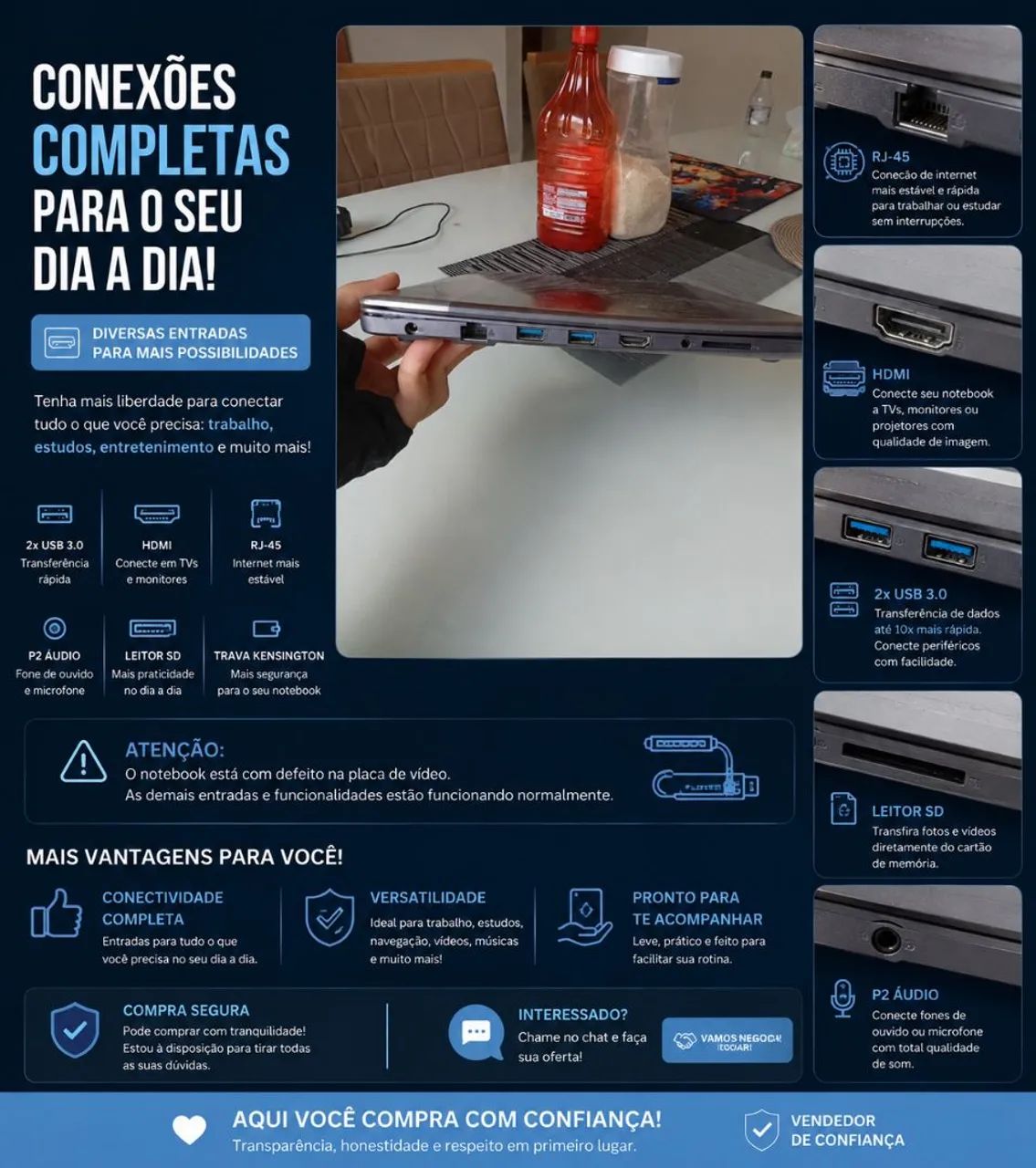 Notebook VAIO Core i3 1TB - Defeito na Placa de Vídeo - Foto 3