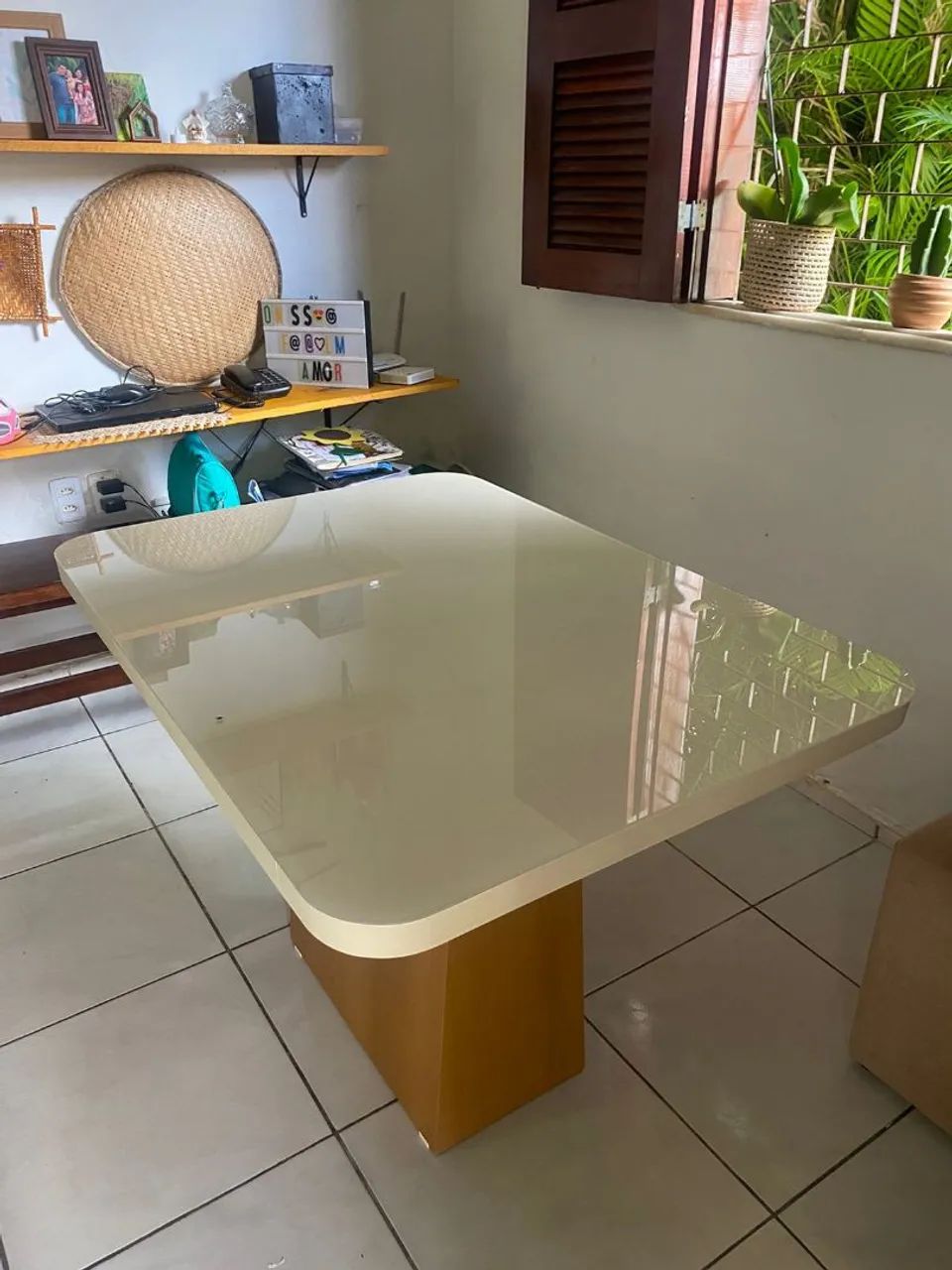 Mesa de Jantar Retangular Luxo 100%Mdf com vidro Laqueado  - Foto 4