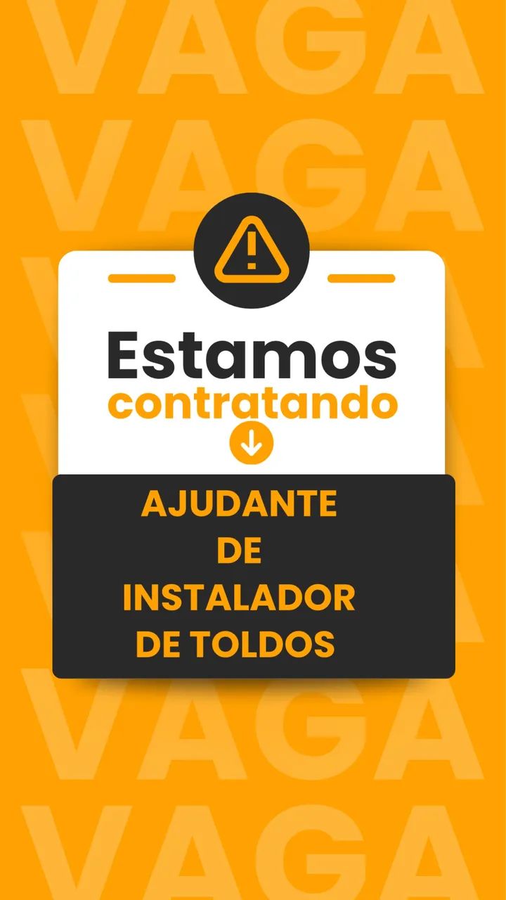 Ajudante de instalador de Toldos e Coberturas 