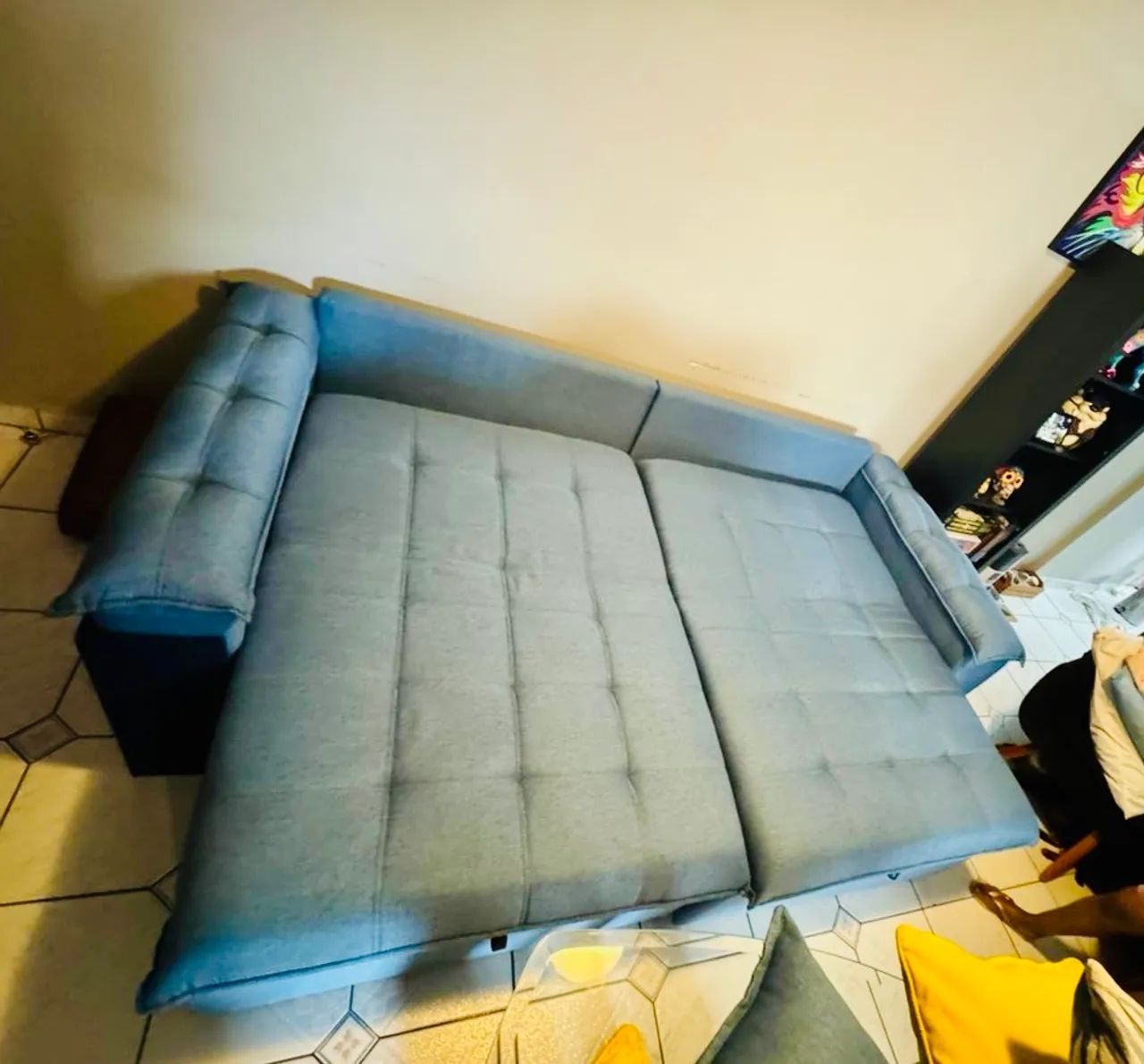 Blue Linen Reclining Sofa - 2.40m | Brand New65115871574401123