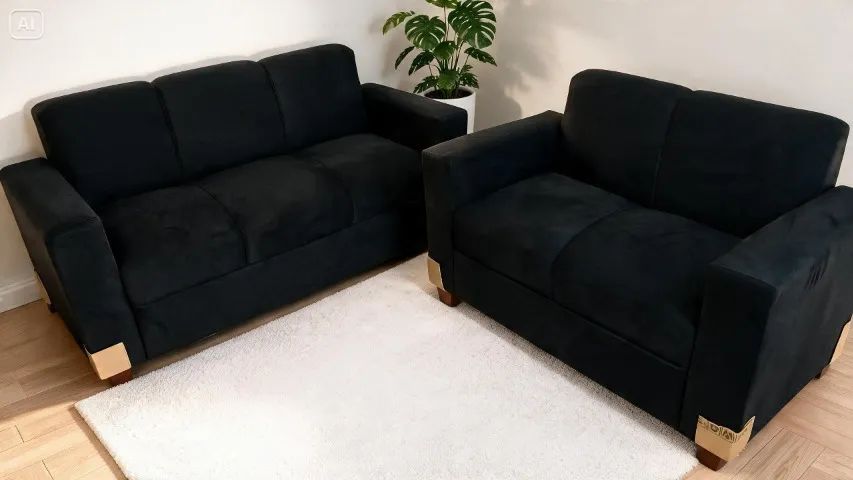 Sofá 2 Lugares e 3 Lugares Suede Bege Espuma D33 Aconchegante - Foto 3