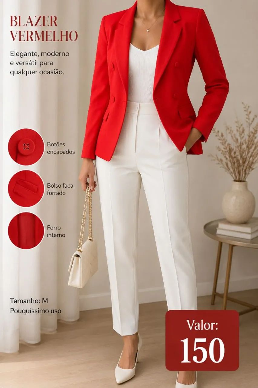 Blazer vermelho forrado Motf