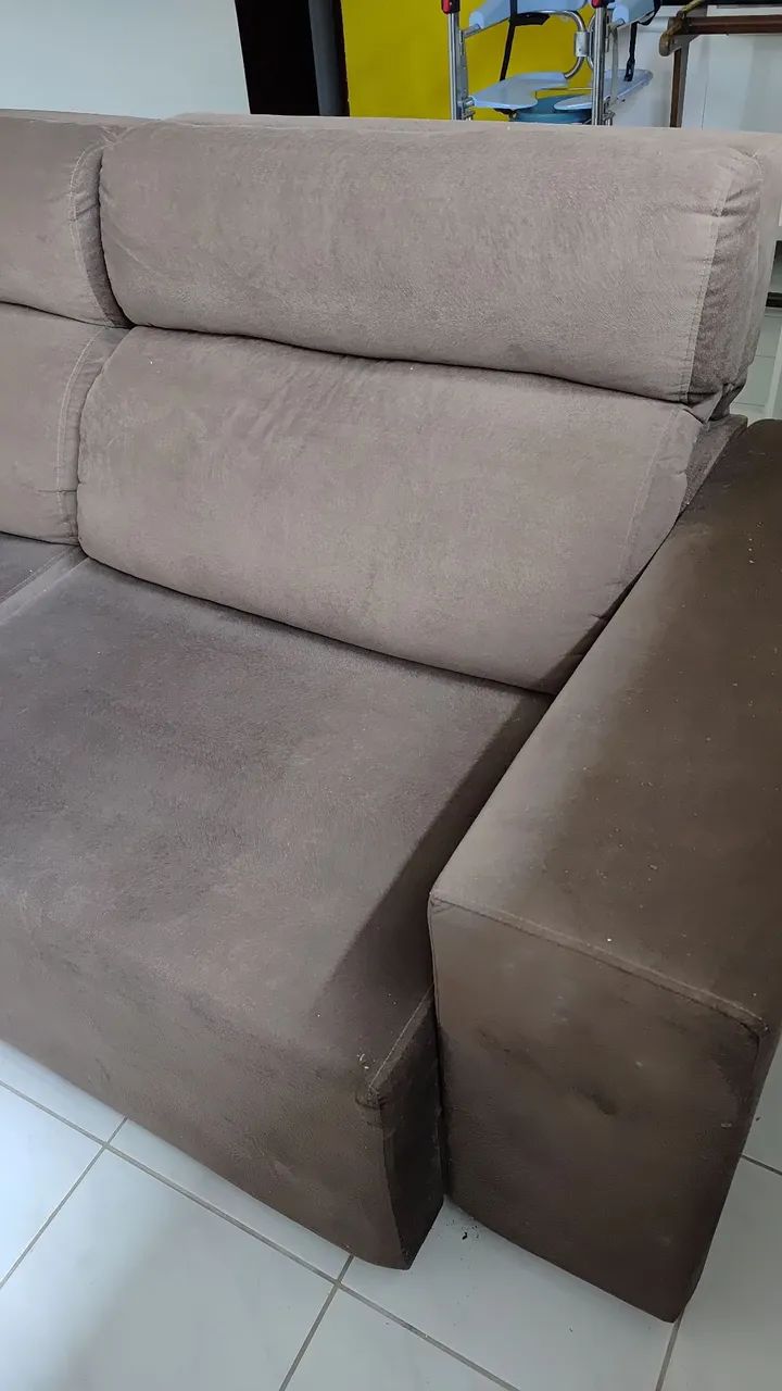 Sofá 4 Lugares Retrátil e Reclinável - Marrom Suede (Confortável) - Foto 4