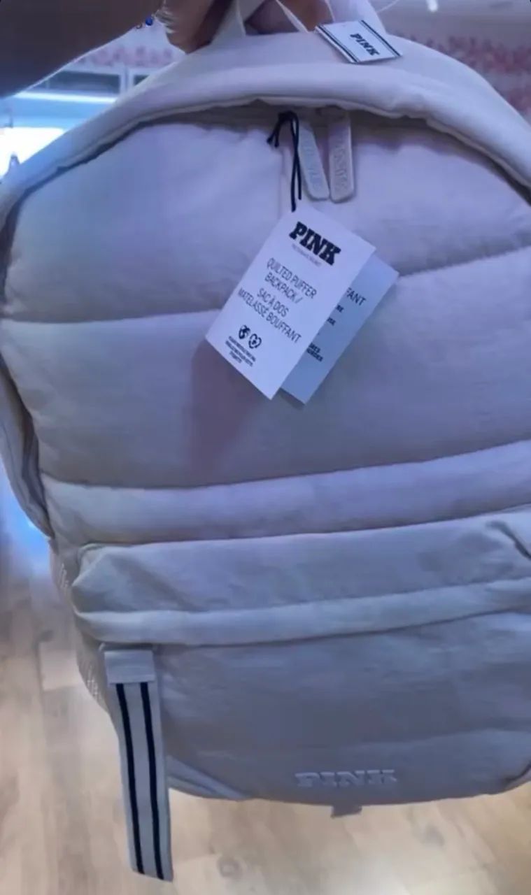 Mochila Acolchoada Creme Pink (victoria's Secret) Creme Liso - Foto 5
