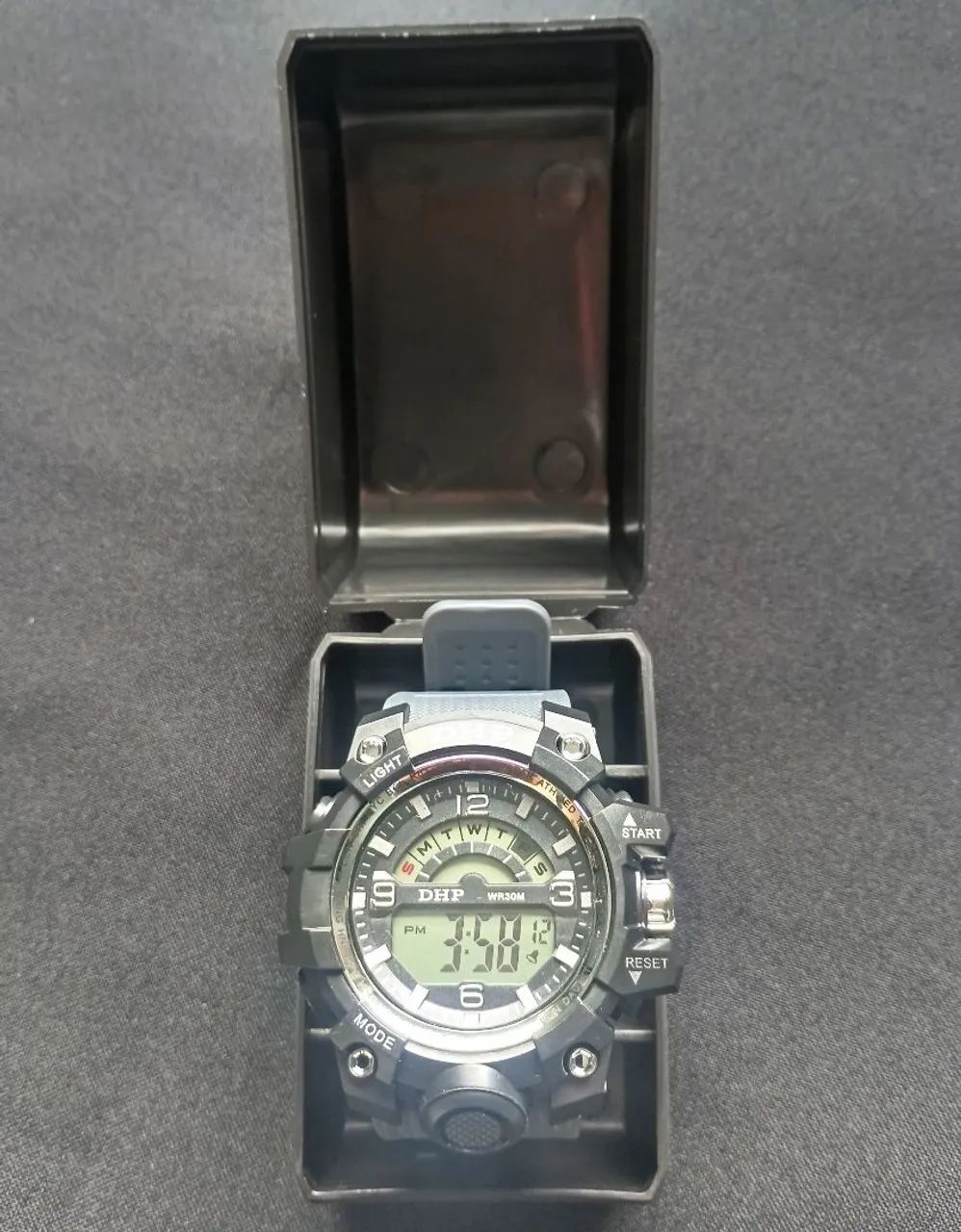 Relógio Masculino Preto Pulseira Cinza - Foto 5