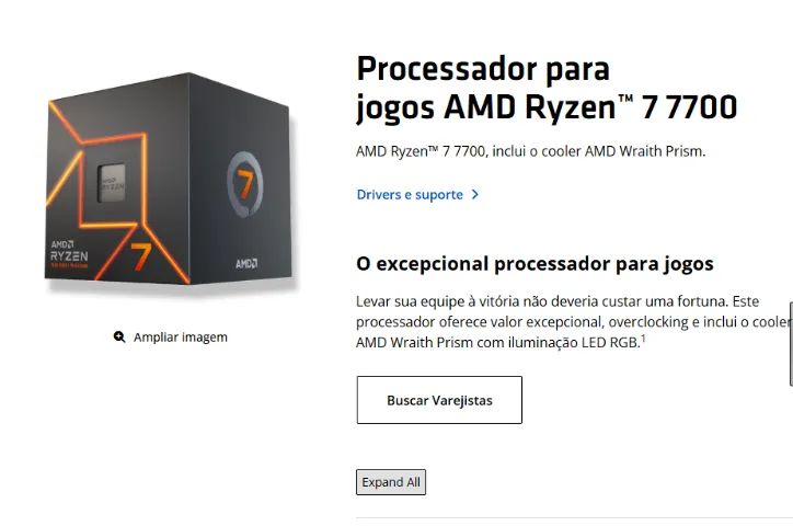 Processador Ryzen 7 7700 AM5 Com Caixa e Nota