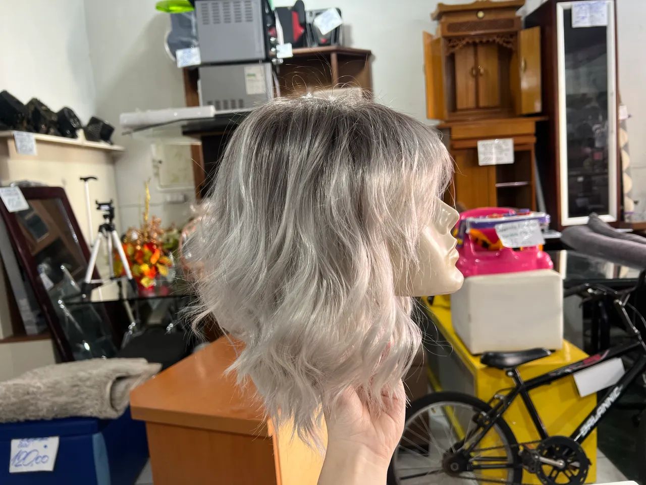 Lace Wig Liso Cinza Médio  - Foto 2