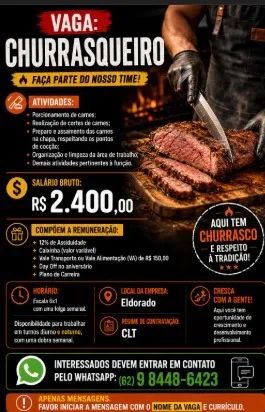 VAGA CHURRASQUEIRO