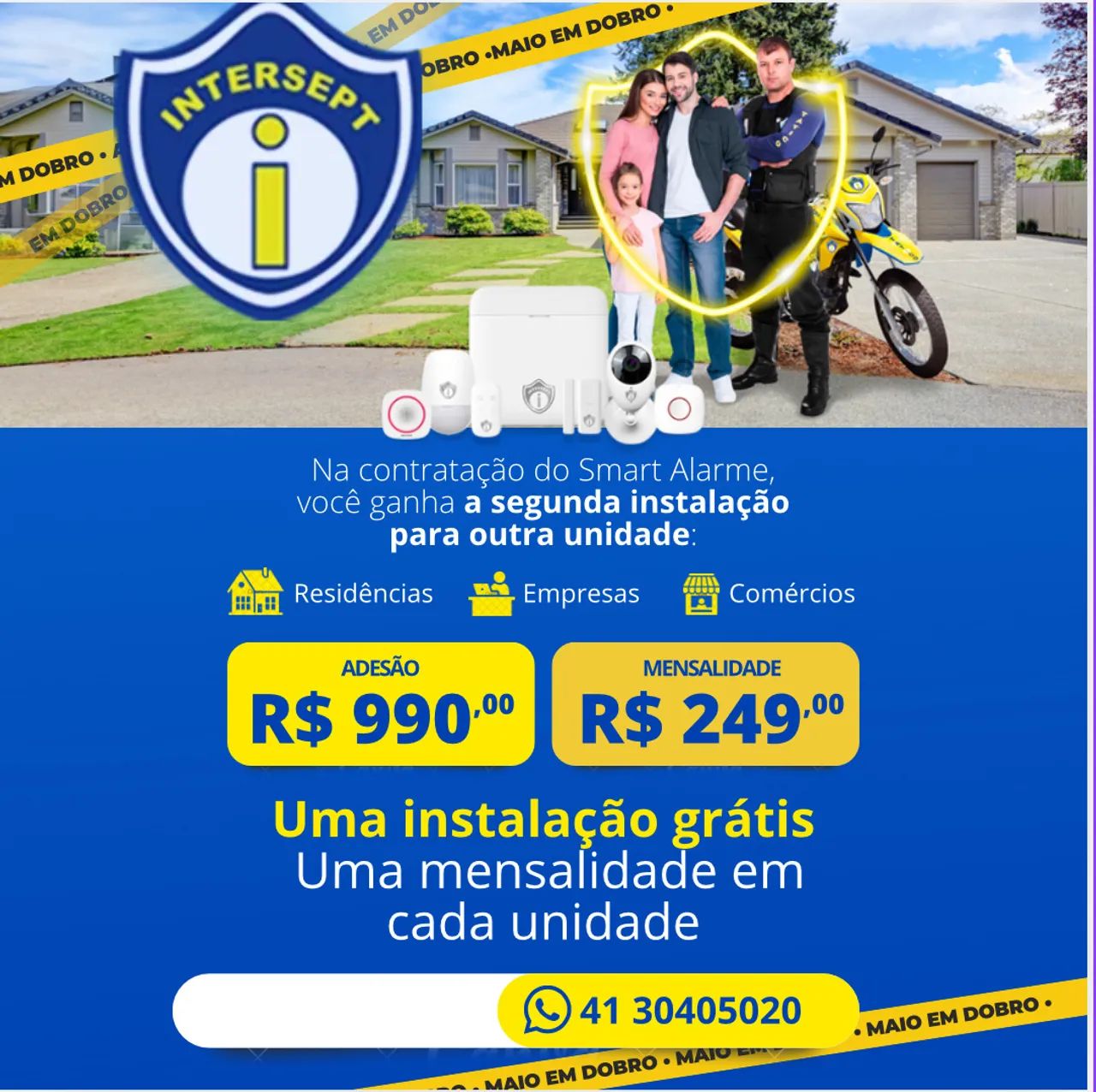 Se Proteja! Sistema completo INTERSEPT de alarmes +cameras com IA + ação tático 24 hrs 