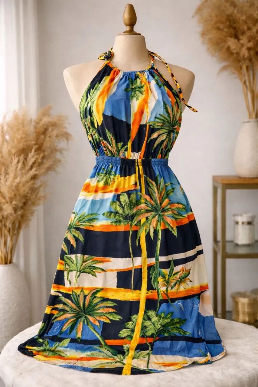 Vestido Infantil Estampado Tropical - (USADO) - Foto 4