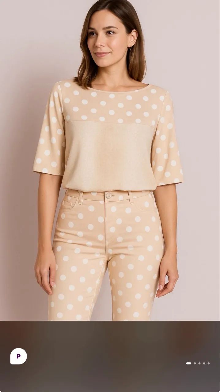conjunto lança perfume blusa e calça poá p - Foto 3