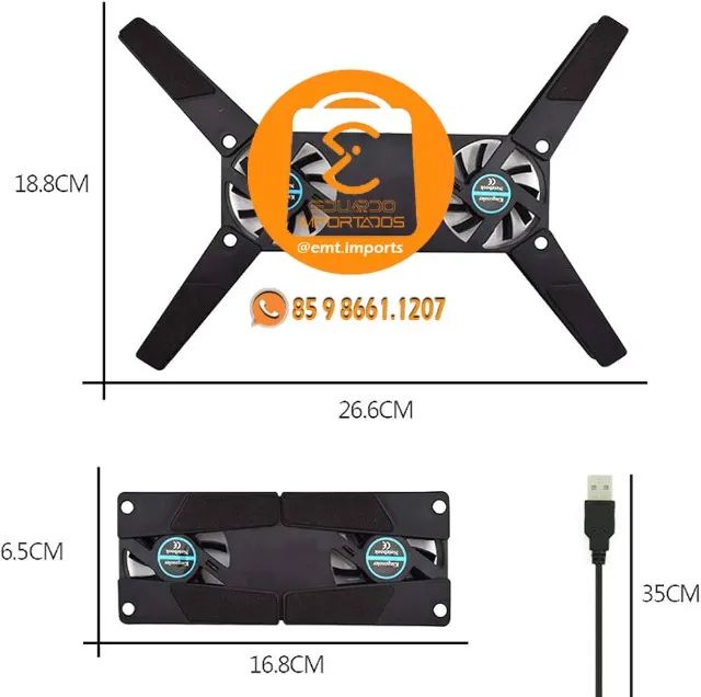 Suporte Notebook Base Com 2 Cooler de Ventilação KA-818 - Foto 3