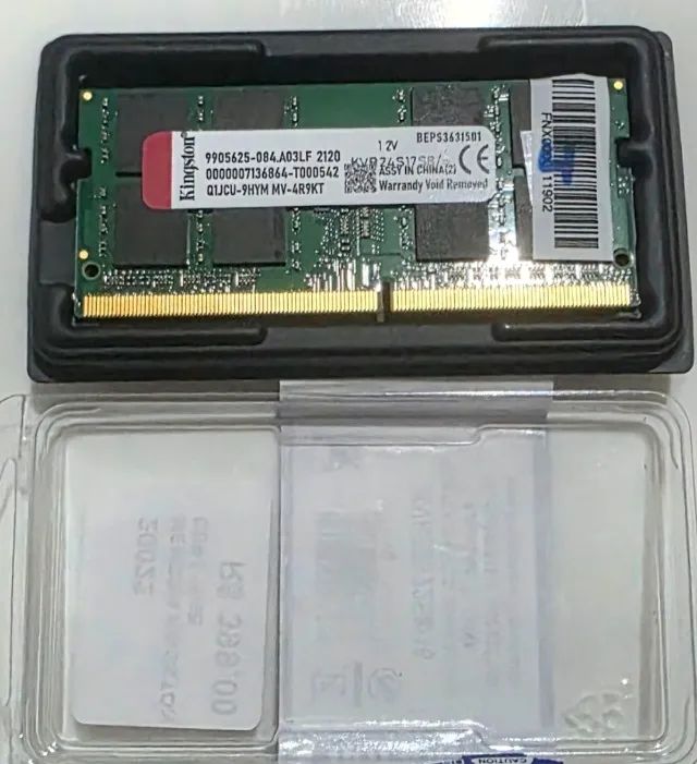 Memória RAM Notebook Kingston DDR 4, 8 GB, 2400 MHz.