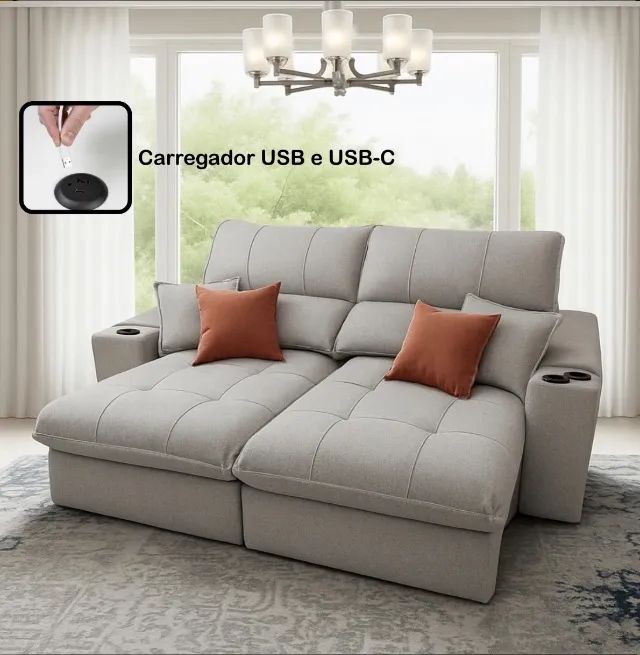 Sofá Retrátil Premium Lounge 290 Linho