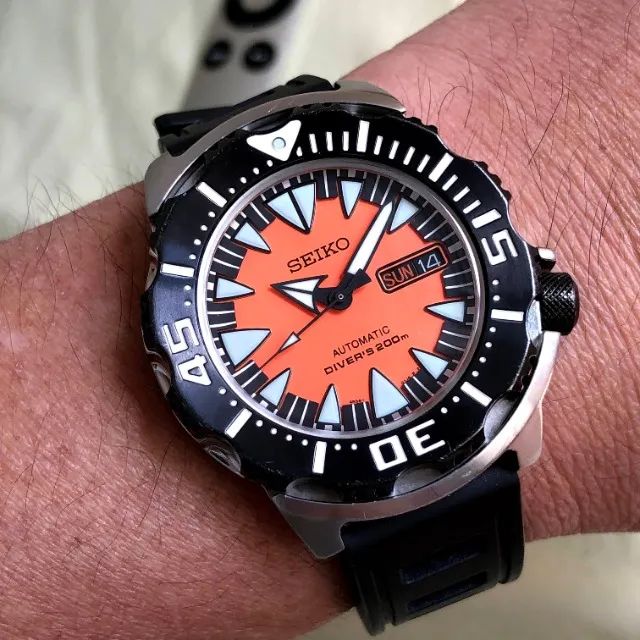 Seiko Prospex Monster SRP315 Black Orange Diver 200m Automatico