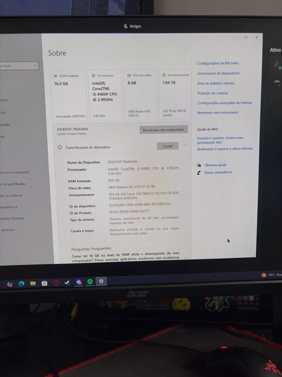 PC Gamer i5 9400F - RX 5700 XT - Foto 2