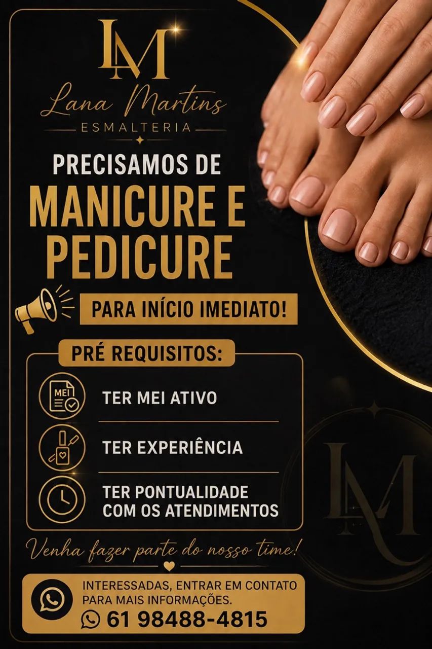 Vaga de manicure e pedicure 