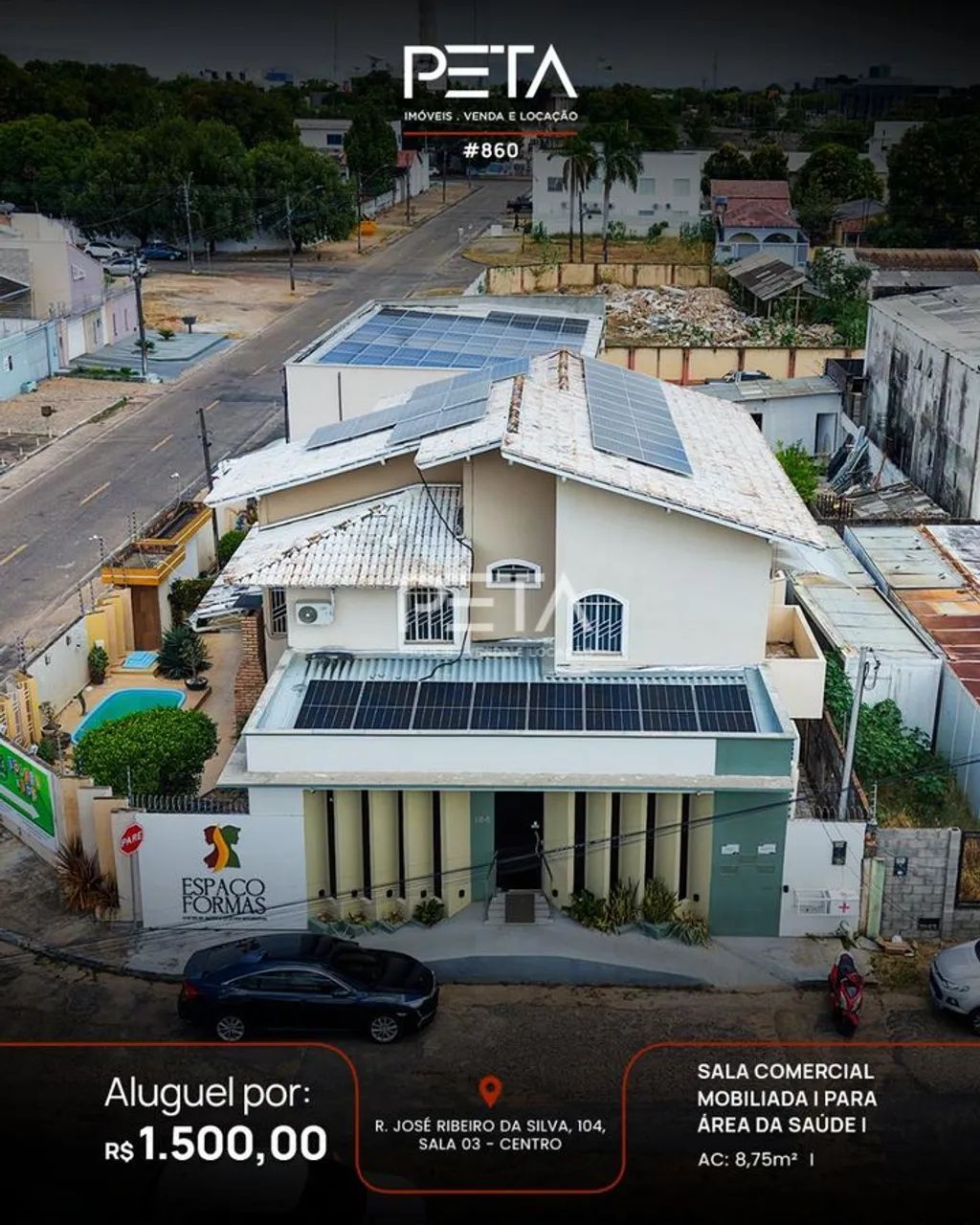 Sala comercial com banheiro interno para área da saúde - MOBILIADA - CENTRO
