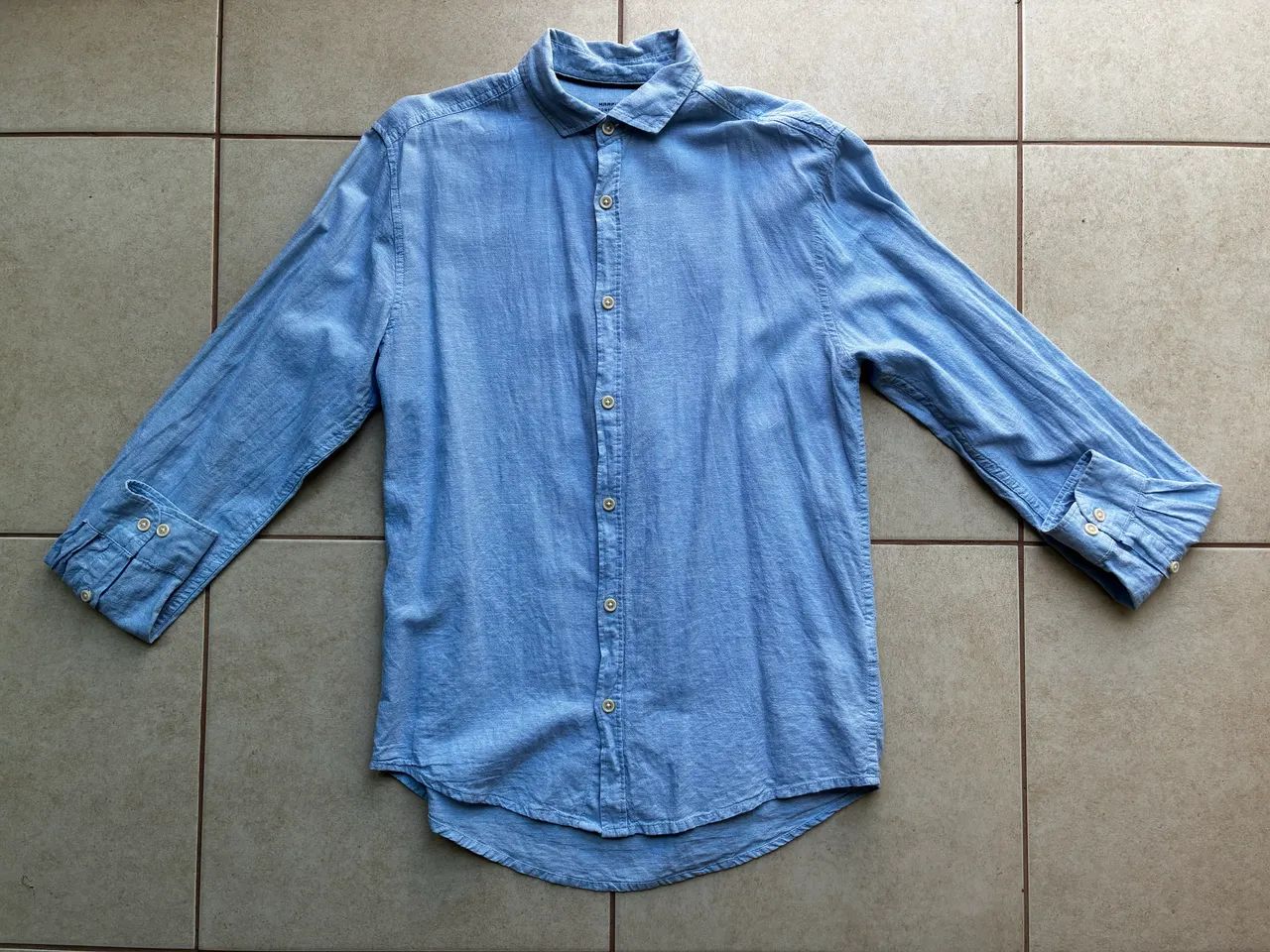 LINHO: camisa social azul P (Marfinno)