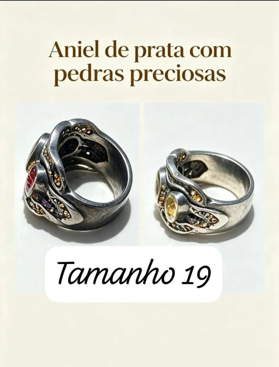 Anel de prata com detalhes em ouro - Foto 3