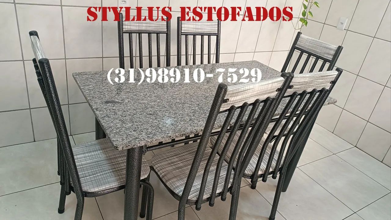 Mesa tubular com 6 cadeiras 