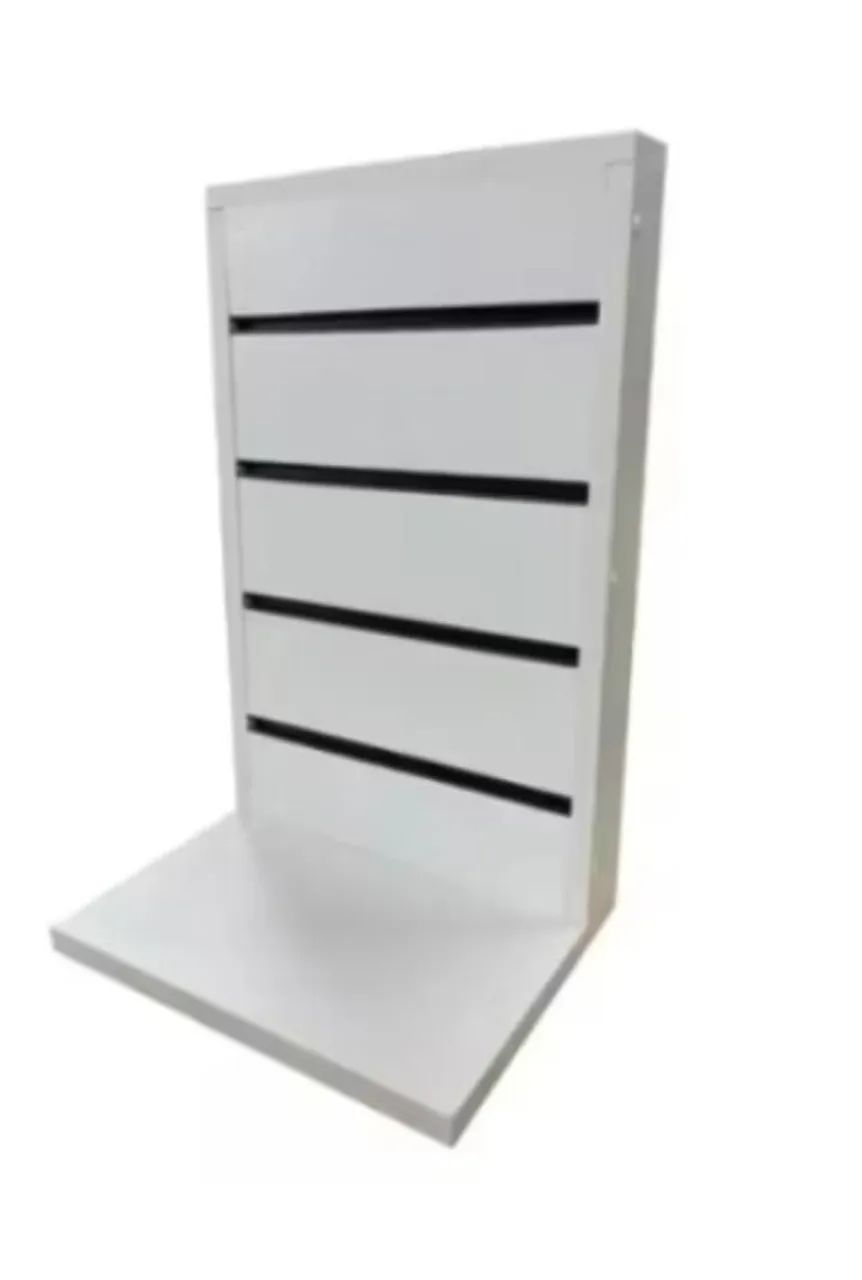 Expositor de Balcão em mdf 18mm com 35cm x 50cm Branco com 4 canaletas