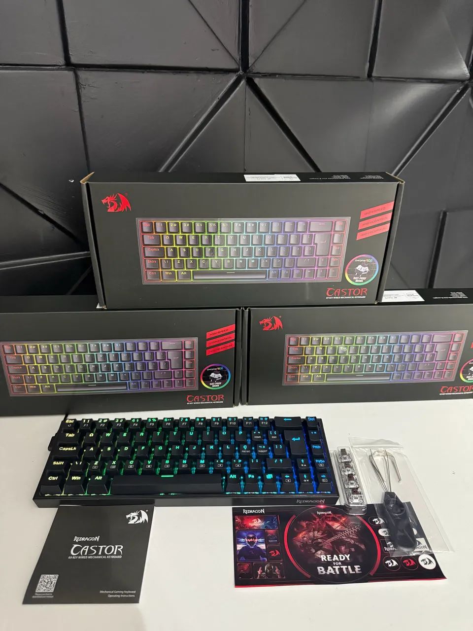 Teclado mecânico Redragon RGB Castor Switch Brown 