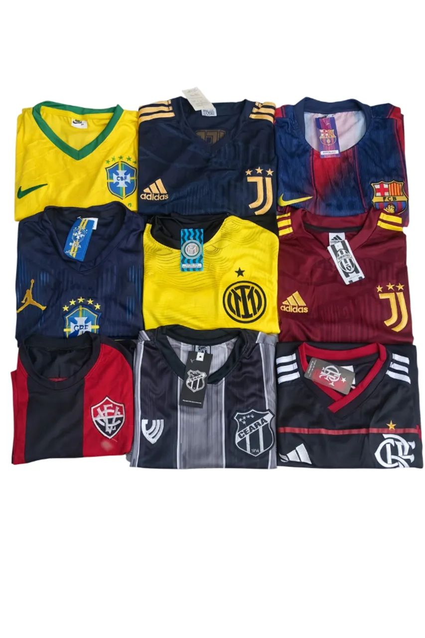 Kit com 9 camisas de time de futebol