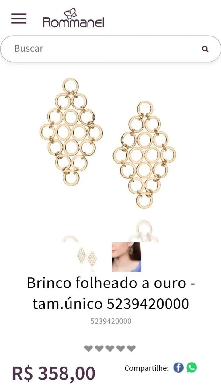 Brinco Rommanel circulos vazados  - Foto 4
