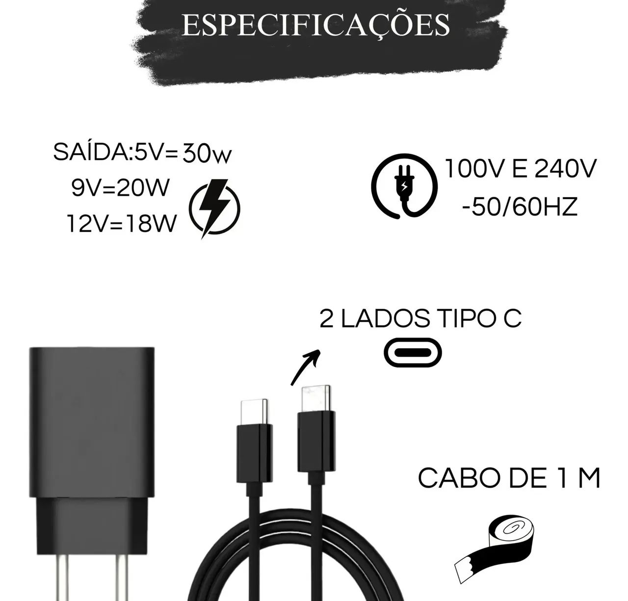 Carregador Original Lehmox 30W Carga Rápida Tipo C - Foto 3
