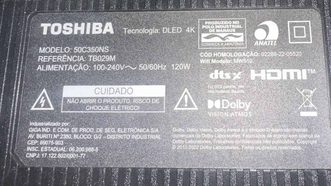 Tv Toshiba 50 polegadas para retirada de peças  - Foto 2