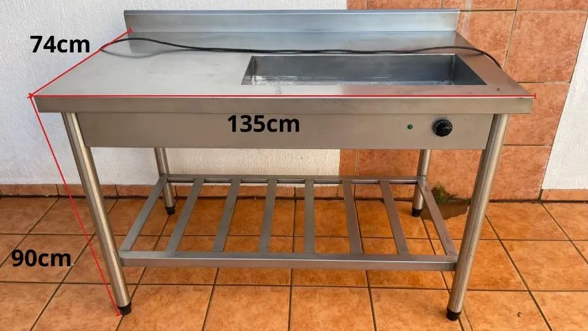 Bancada Aquecida em Aço Inox Para Molhos e Alimentos + Espaço de Montagem - Foto 3