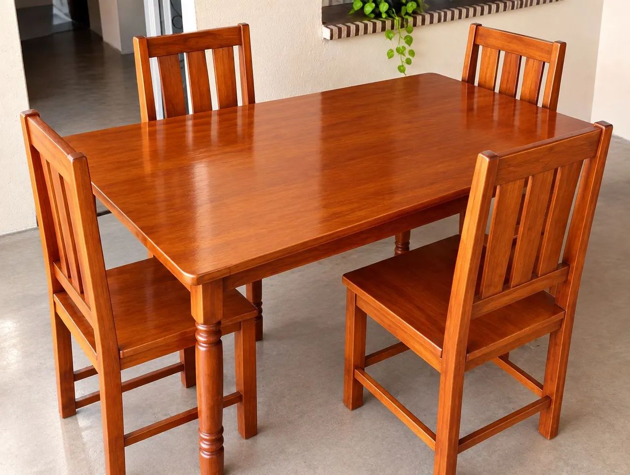 Mesa nova 4 cadeira madeira boa
