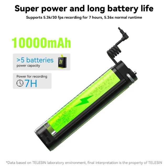 Telesin 10.000mAh 18W Turbo/Bastão extensor Com Bateria/Sua Gopro com até 7 horas bateria - Foto 5