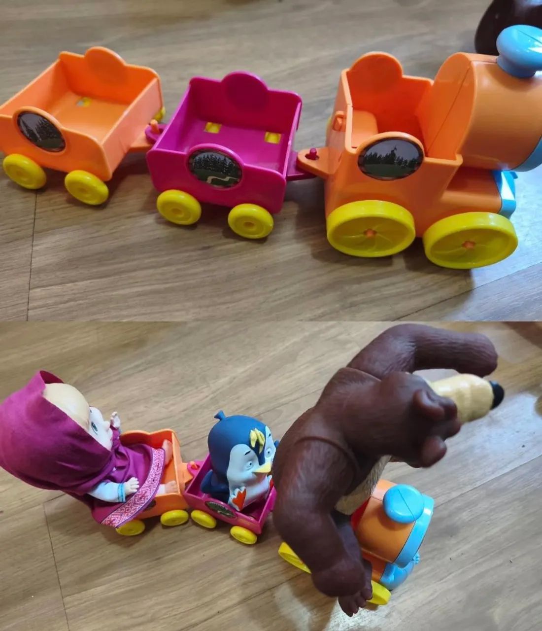 trem masha e o urso com bonecos cotiplás