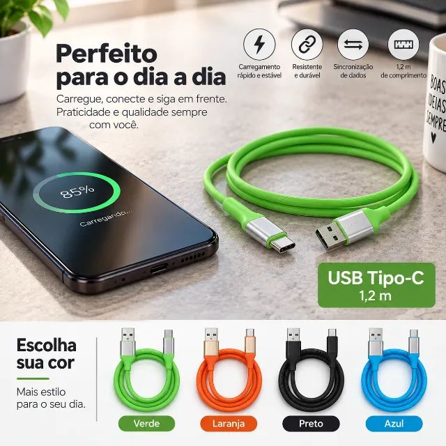 Cabo USB - C emborrachado - Foto 5