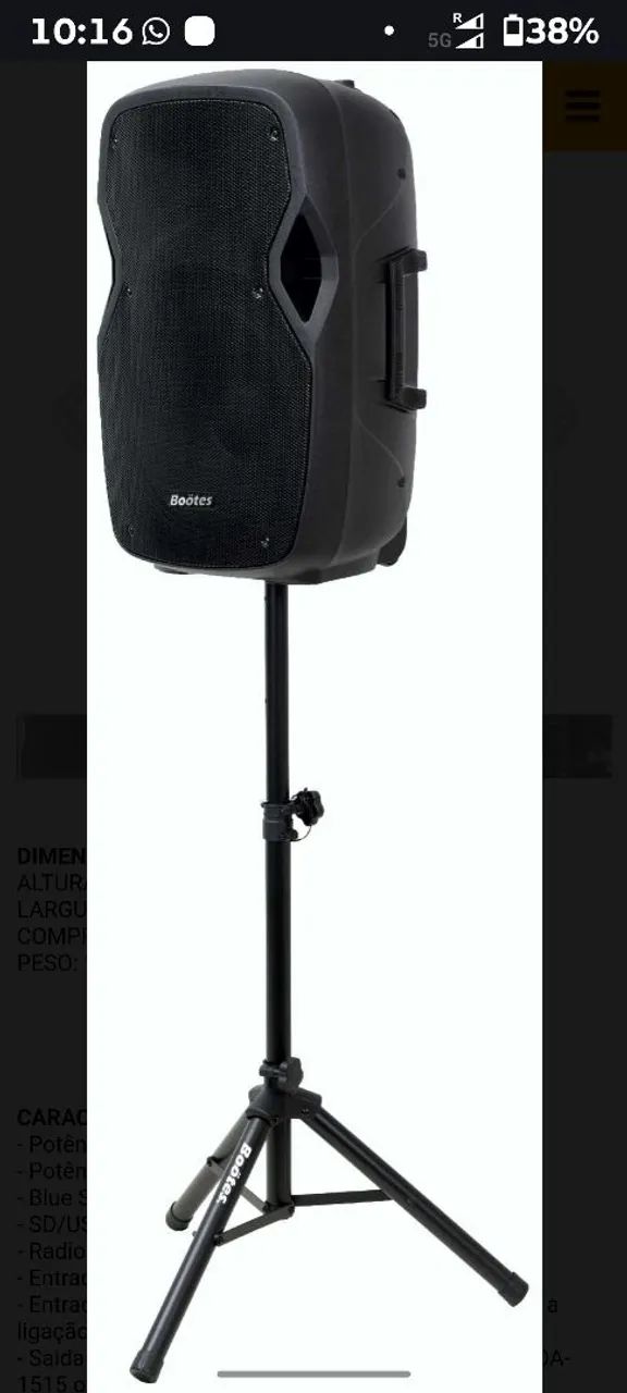 Vendo Caixa de som Ativa Bootes 15''