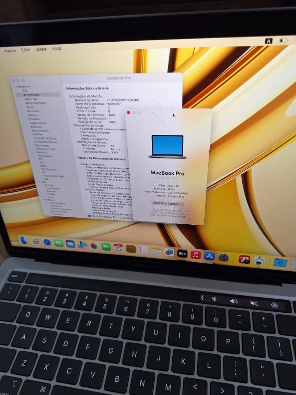 Apple Macbook Pro M1 16Gb RAM 256Gb SSD 13 Polegadas Cinza