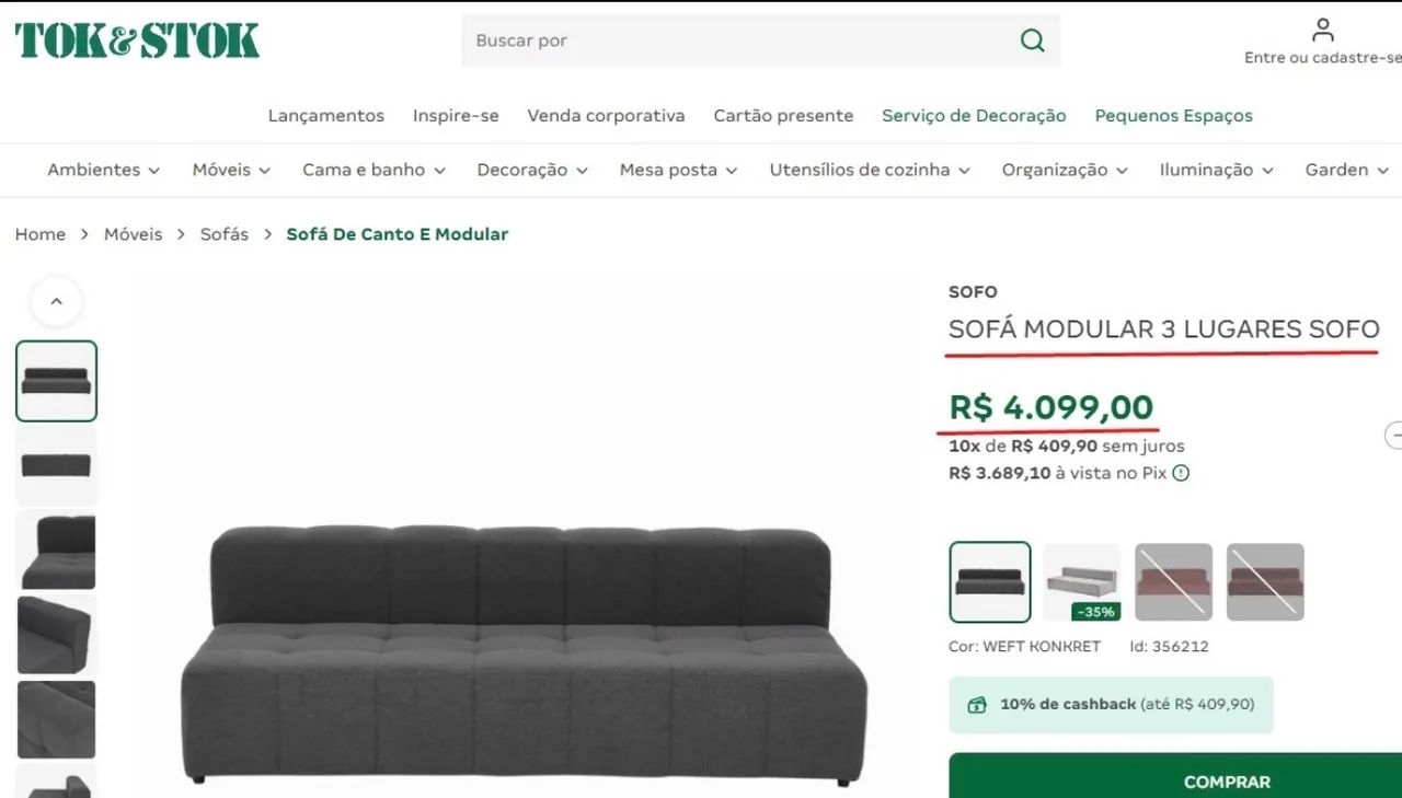 Vendo sofá modulado 2,02m x 0,97 cmprof. X 0,66cm altura  - Foto 3