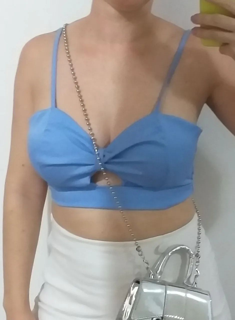 Cropped verde e azul M alfaiataria - Foto 2