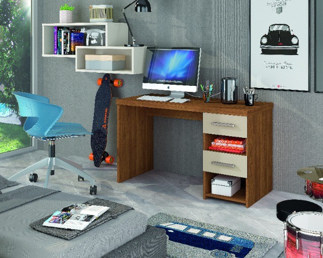 Escrivaninha mesa Desktop 02 gavetas promoção ! Frete + montagem Grátis
