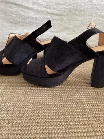 Sandália Feminina N° 36 Veludo Preto Luíza Barcelos