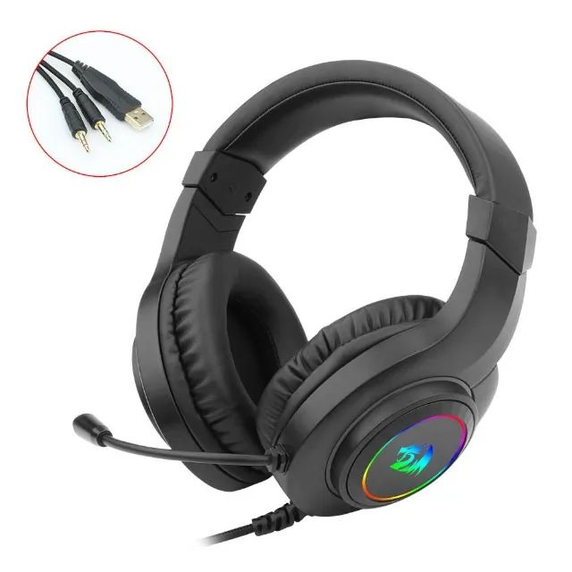 Headset Gamer Redragon Hylas Black Led RGB P2 C/ Adaptador P3 - WZetta - Foto 3