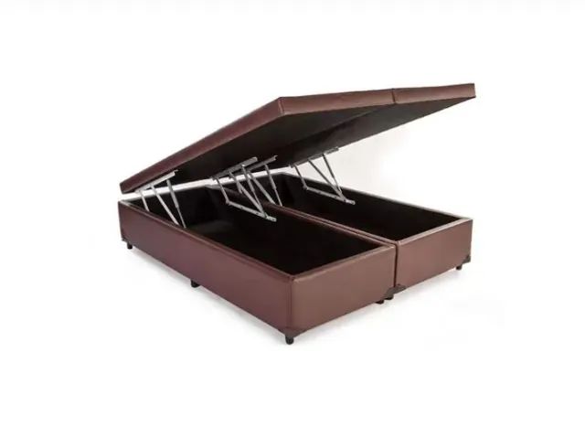 Base Box Baú Blindado Queen Bipartido Sintético 41x158x198 - Foto 4