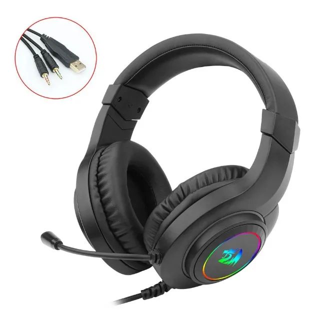 Headset Gamer Redragon Hylas Black Led RGB P2 C/ Adaptador P3 - WZetta - Foto 4